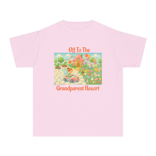 Youth Funny T-Shirt - "Off To The Grandparent Resort" Tee, Summer Trip Shirt, Kids Vacation Clothes, Grandparent Gift, Family Travel Top