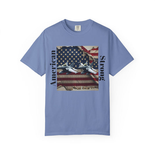 Patriotic T-shirt - 'America Strong' - Unisex Garment-Dyed Top, Veterans, Casual Wear