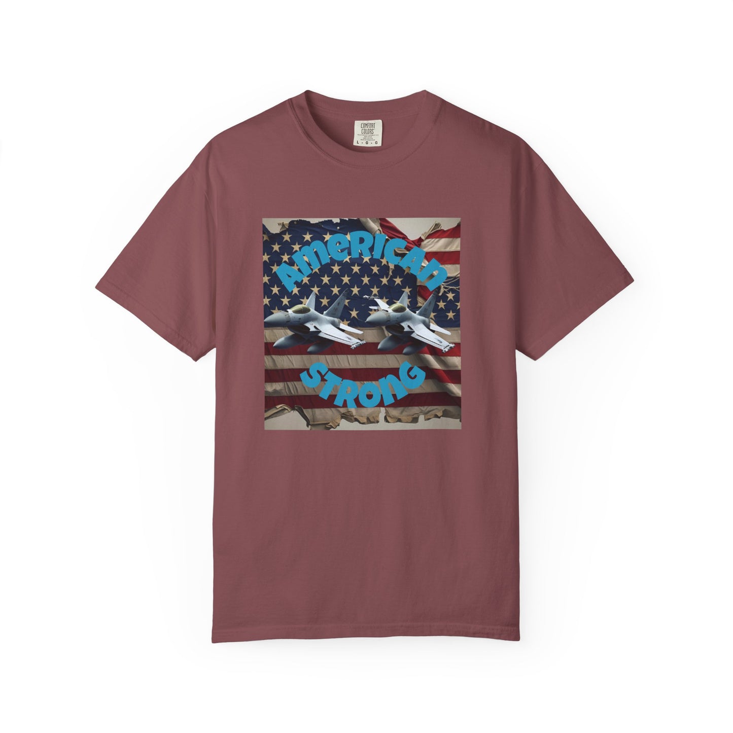 Patriotic T-shirt - 'America Strong' - Unisex Garment-Dyed Top for Independence Day, Veterans Day, Casual Wear, Gifts