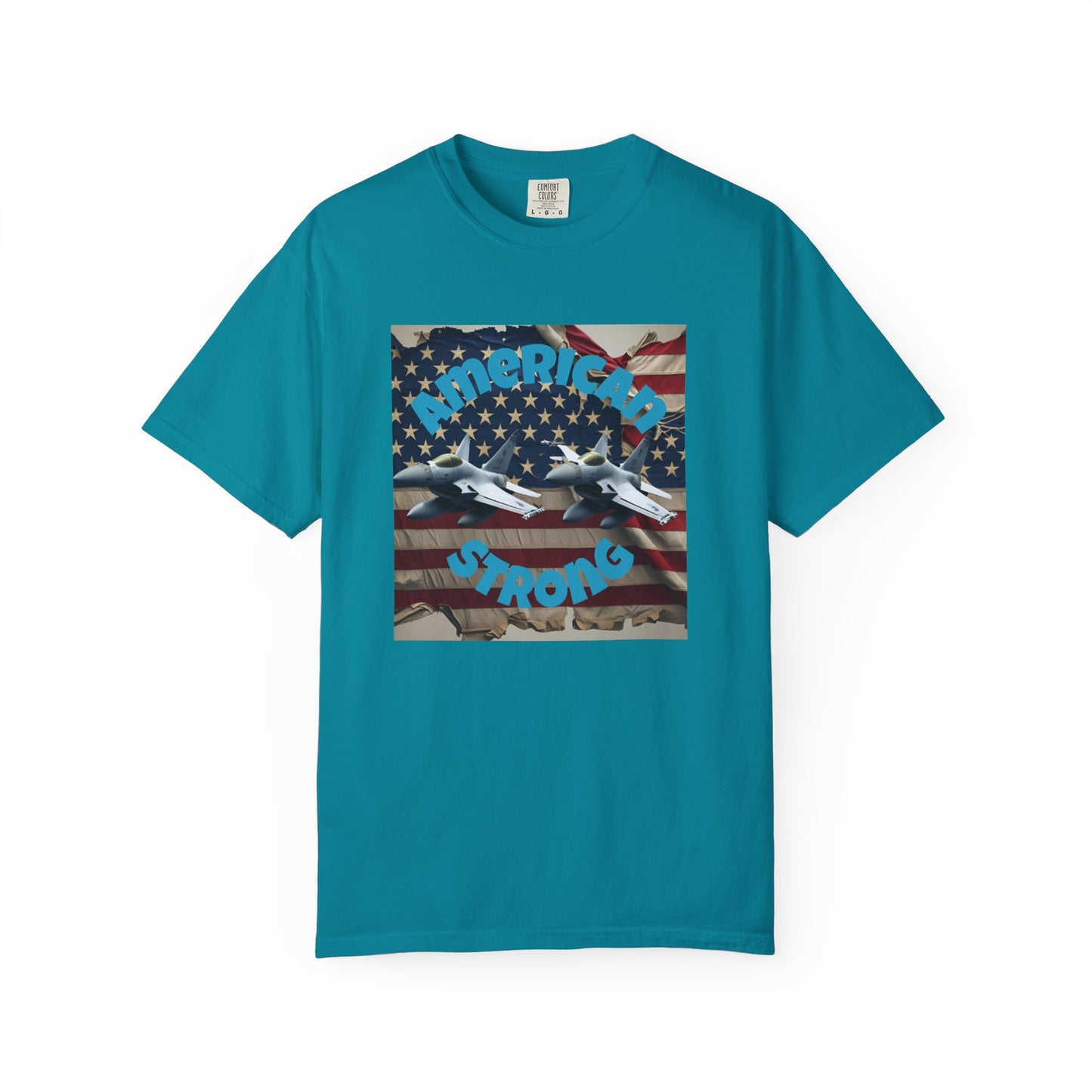 Patriotic T-shirt - 'America Strong' - Unisex Garment-Dyed Top for Independence Day, Veterans Day, Casual Wear, Gifts