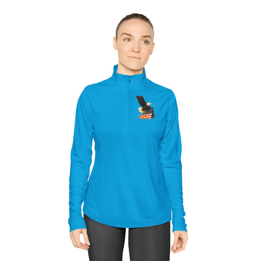 Stylish Ladies Quarter-Zip Pullover with Eagle Design, Perfect for Casual Outings, Gifts, Outdoor Activities, and Everyday Wear